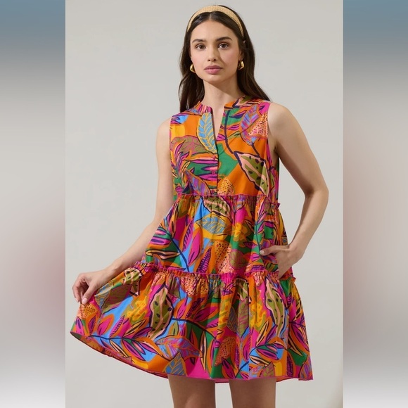 Sugarlips Dresses & Skirts - SugarLips Milana Floral Adrina Shift Tiered Mini Dress